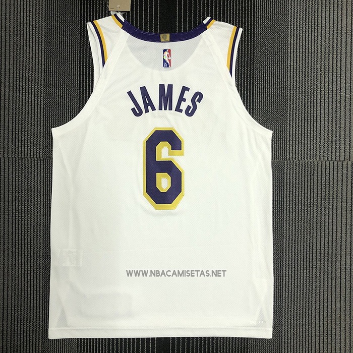 Camiseta Los Angeles Lakers LeBron James NO 6 Association Autentico Blanco